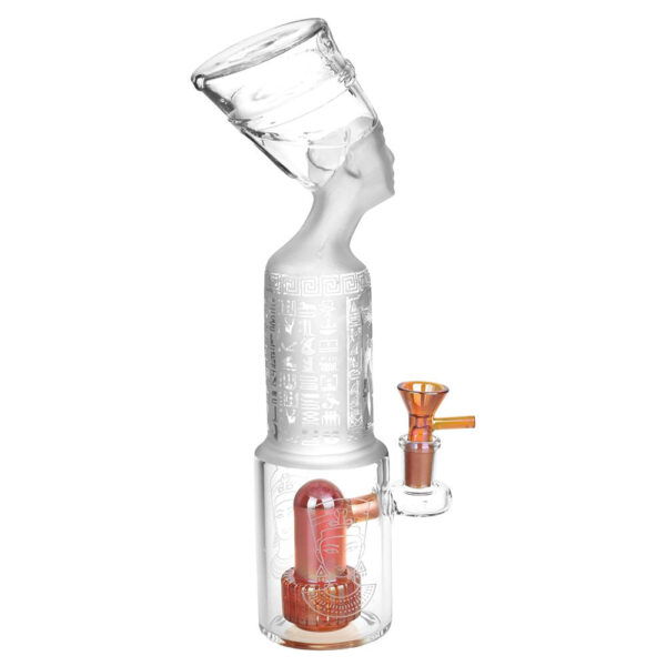 Pharoah Head Frosted Glass Water Pipe - 11.5" / 14mm F - Image 2