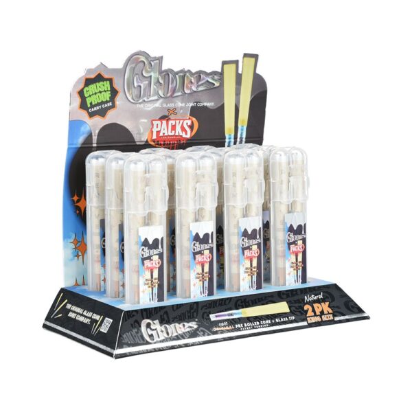 Glones x Packs Natural Pre-Rolled Cones + Glass Tips| 12pk Display - Image 2