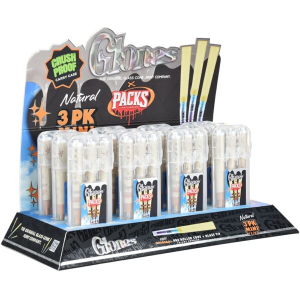 Glones x Packs Natural Pre-Rolled Cones + Glass Tips| 12pk Display - Image 4