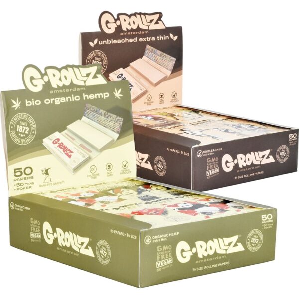 G-ROLLZ x Banksy's Graffiti Papers + Tips | 50pc | 1 1/4 | 24pk Display