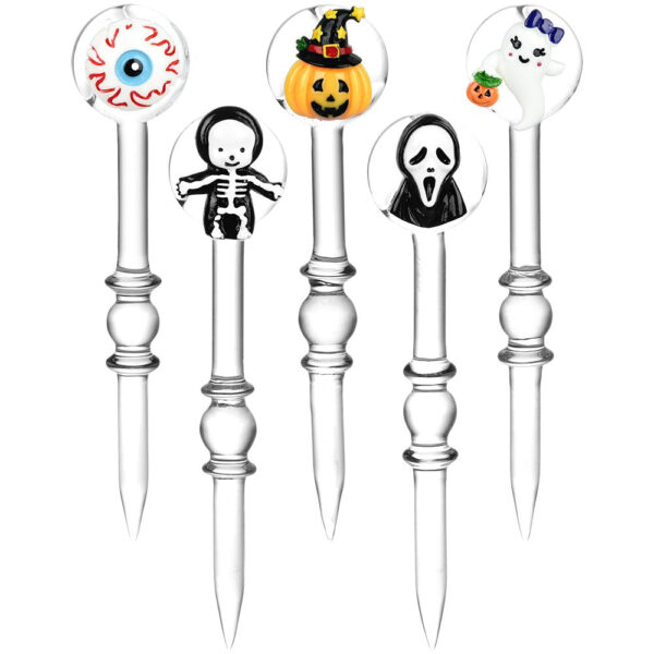 Halloween Assortment 2-in-1 Glass Dab Tool & Carb Cap - 5.5" / 30mm | 5ct Bundle