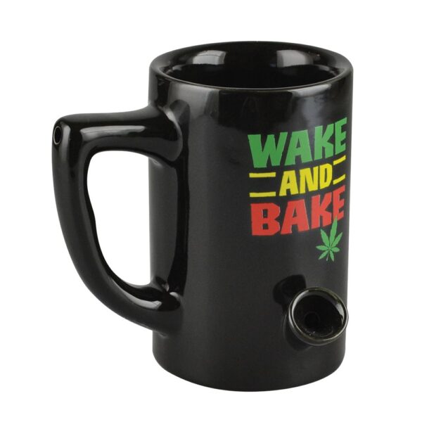 Ceramic Pipe Mug - 8oz / Rasta Wake & Bake - Image 2