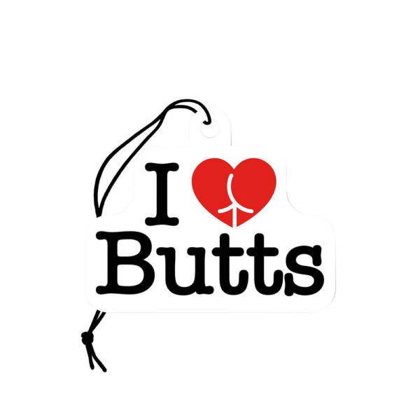 Wood Rocket Car Air Freshener - I Heart Butts / Apple Scent / 4"x3"