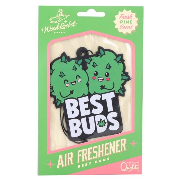 Wood Rocket Car Air Freshener - Best Buds / Pine Scent / 3.5"x3.75" - Image 2