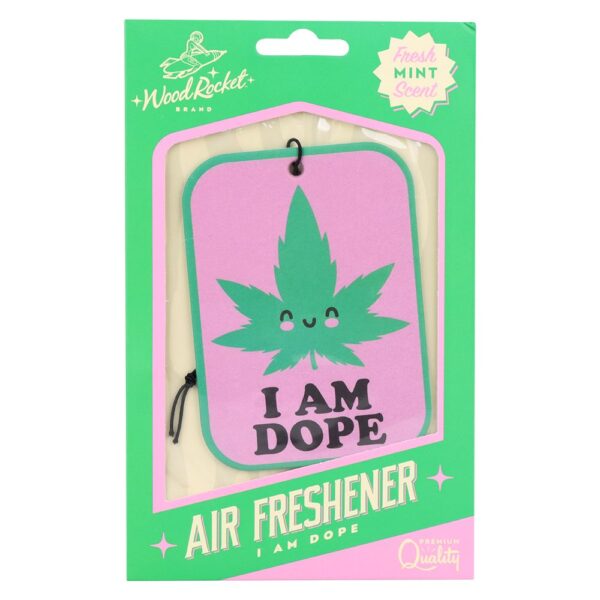 Wood Rocket Car Air Freshener - I Am Dope / Mint Scent / 4"x3" - Image 2