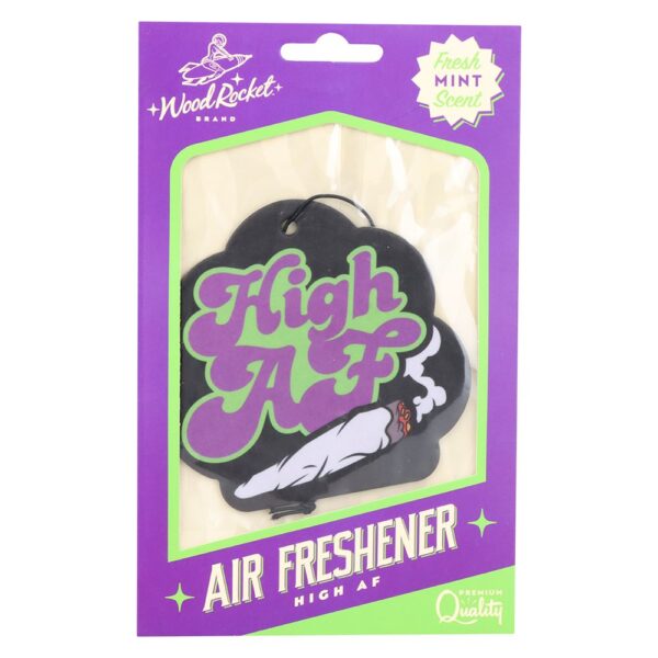 Wood Rocket Car Air Freshener - High AF / Mint Scent / 3.5"x3.5" - Image 2