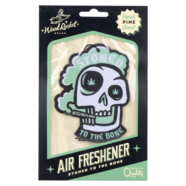 Wood Rocket Car Air Freshener - Stoned To The Bone / Pine Scent / 4"x3" - Image 2