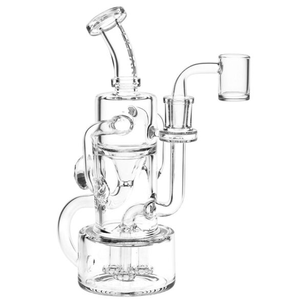 Pulsar Debonaire Diamond Triple Perc Glass Recycler Dab Rig - 9" / 14mm F / Clear - Image 2