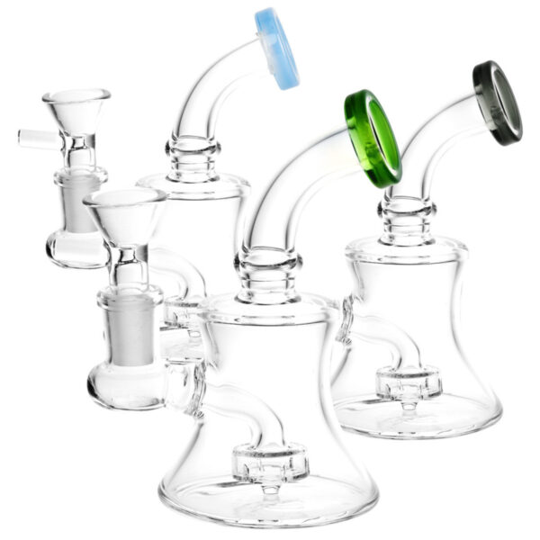 Bent Neck Bell Mini Water Pipe | 5" | 14mm Female | Colors Vary