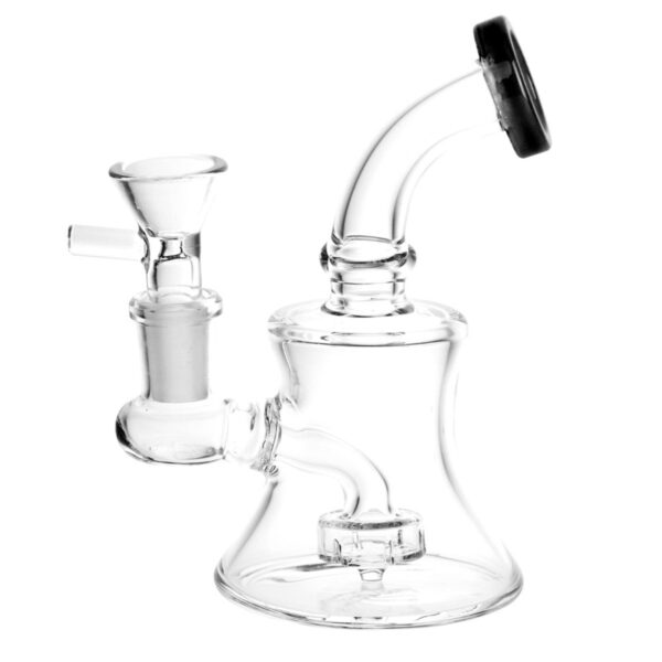 Bent Neck Bell Mini Water Pipe | 5" | 14mm Female | Colors Vary - Image 2