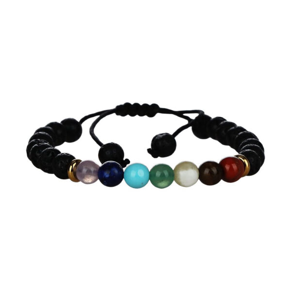 Rainbow Semi-Precious Gemstone Bracelet - 4.75" / Adjustable - Image 2