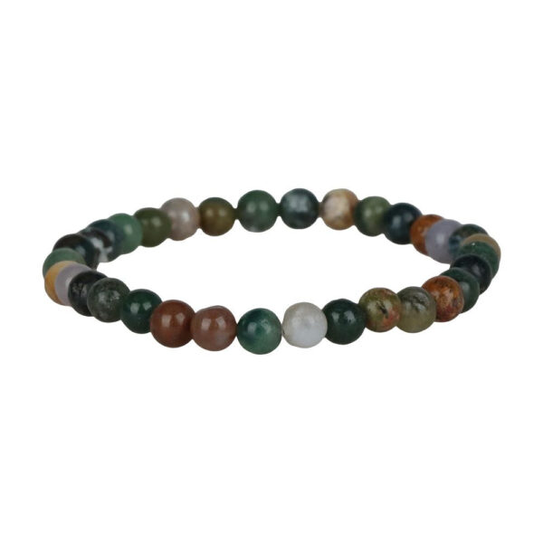 Single Strand Multi-Colored Semi-Precious Gemstone Elastic Bracelet - 4" - Image 2