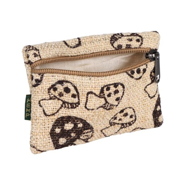 Mushroom Print Hemp Coin Purse - 5" x 3.75" - Image 2