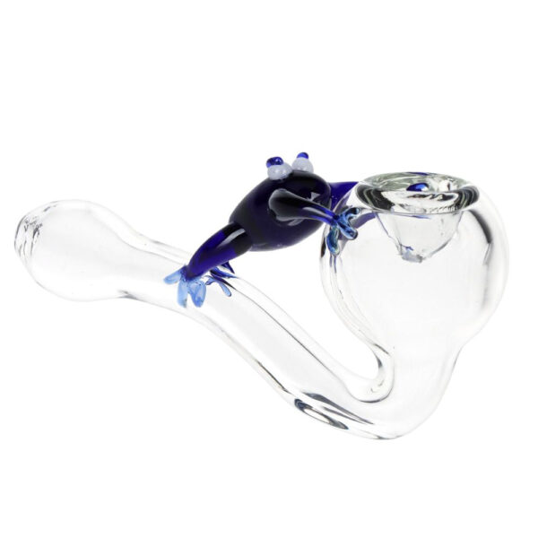 Frogger Glass Sherlock Hand Pipe - 4.75" - Image 2