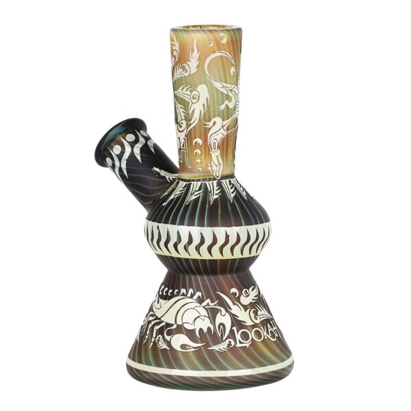 Lookah Glass Sacred Arthropod Black Etched Glass Water Pipe - 5.75" / 14mm F - Image 2