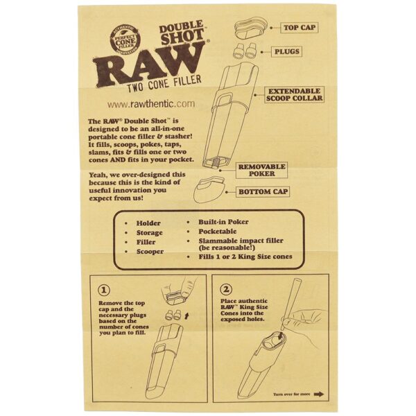 RAW Double Shot Two Cone Filler - King Size - Image 3