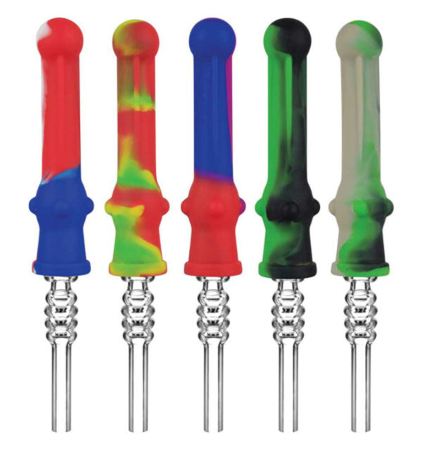 Silicone Vapor Straw w/ Quartz Tip | 7" | Colors Vary