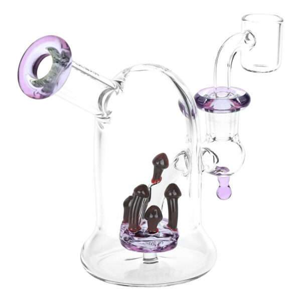 Pulsar Bioluminescence Shroom Perc Mini Glass Dab Rig - 5" / 14mm F / Colors Vary - Image 3