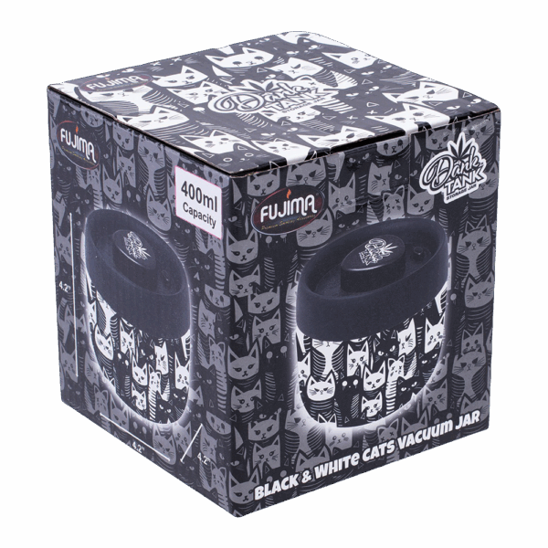 Fujima Dank Tank Vacuum Glass Jar - 4.2" / Black & White Cats - Image 3