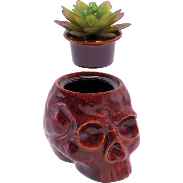 Fujima Skull Planter Reactive Glaze Ceramic Stash Jar | 4.5" - Image 3
