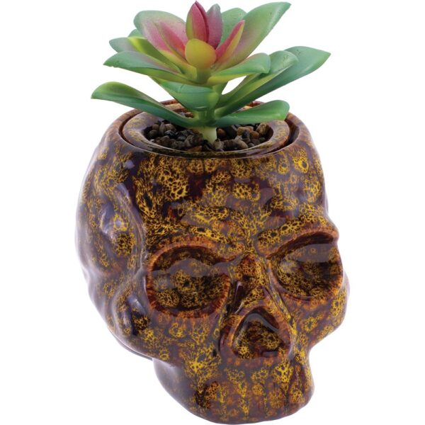 Fujima Skull Planter Reactive Glaze Ceramic Stash Jar | 4.5" - Image 5