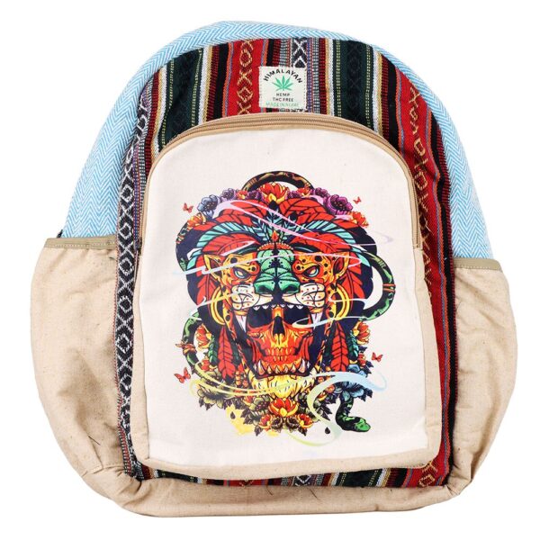 Himalayan Hemp Jaguar Skull Print Backpack - 17" x 13"