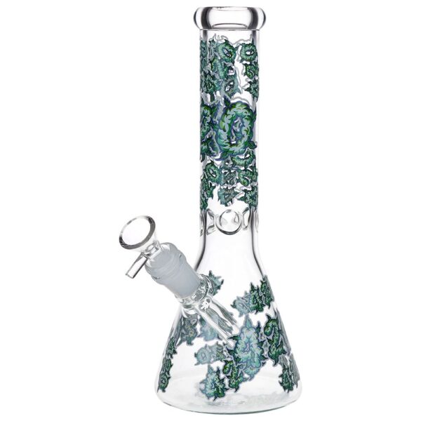 420 Clouds Glow In The Dark Beaker Glass Water Pipe - 10" / 14mm F / Colors Vary - Image 2
