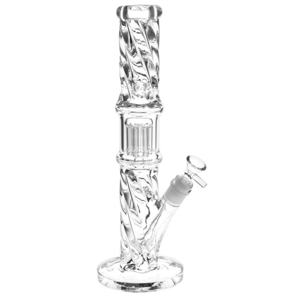 Translucent Twisty Jellyfish Perc Straight Glass Water Pipe | 13.75" | 14mm F - Image 2