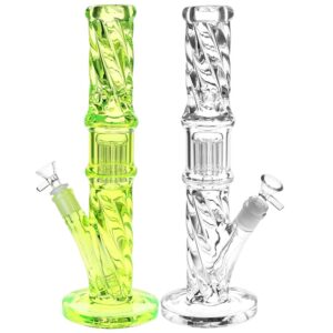 Translucent Twisty Jellyfish Perc Straight Glass Water Pipe | 13.75" | 14mm F