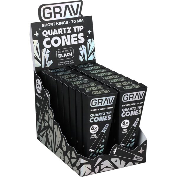 GRAV Quartz Tip Pre-Rolled Cones | Black | 16pk Display - Image 2