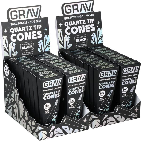 GRAV Quartz Tip Pre-Rolled Cones | Black | 16pk Display
