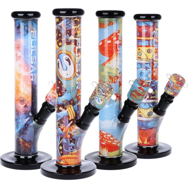 Pulsar Inside Print Straight Tube Glass Water Pipe | 11.25" | 14mm F