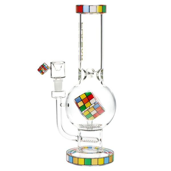 Pulsar Rubik's Cube Perc Bubble Base Glass Water Pipe - 12.5" / 14mm F - Image 2