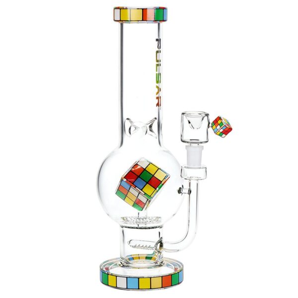 Pulsar Rubik's Cube Perc Bubble Base Glass Water Pipe - 12.5" / 14mm F - Image 3