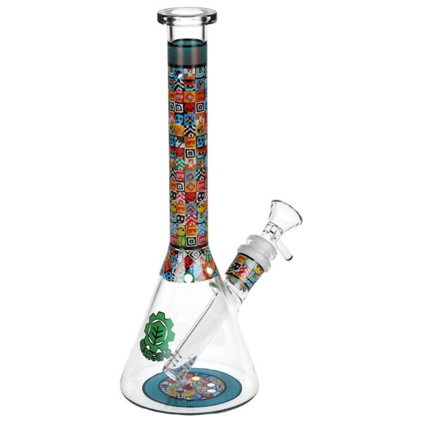 SeshGear Icon Blocks Pattern Beaker Glass Water Pipe - 10" / 14mm F / Colors Vary - Image 3