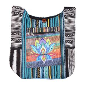 ThreadHeads Lotus Blooming Aztec Patchwork Shoulder Sling Bag - 16"x15"