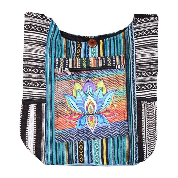 ThreadHeads Lotus Blooming Aztec Patchwork Shoulder Sling Bag - 16"x15"