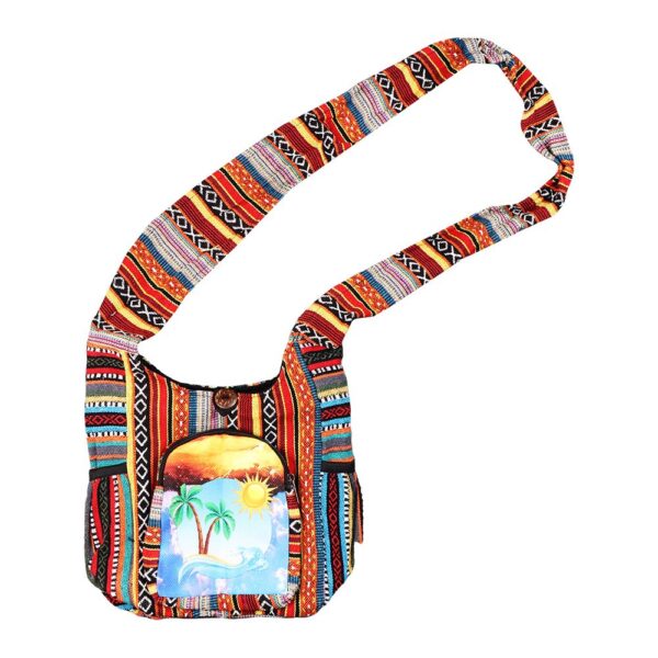 ThreadHeads Scenic Beach Aztec Patchwork Shoulder Sling Bag - 10.5"x10.5" - Image 3