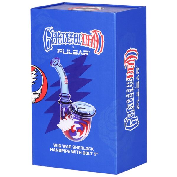 Grateful Dead x Pulsar Bolt Handle Wig Wag Glass Sherlock Pipe - 5" - Image 5
