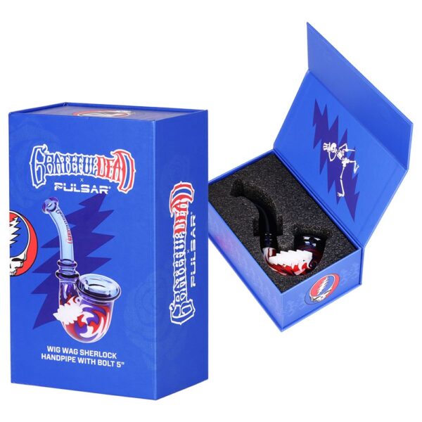 Grateful Dead x Pulsar Bolt Handle Wig Wag Glass Sherlock Pipe - 5" - Image 6