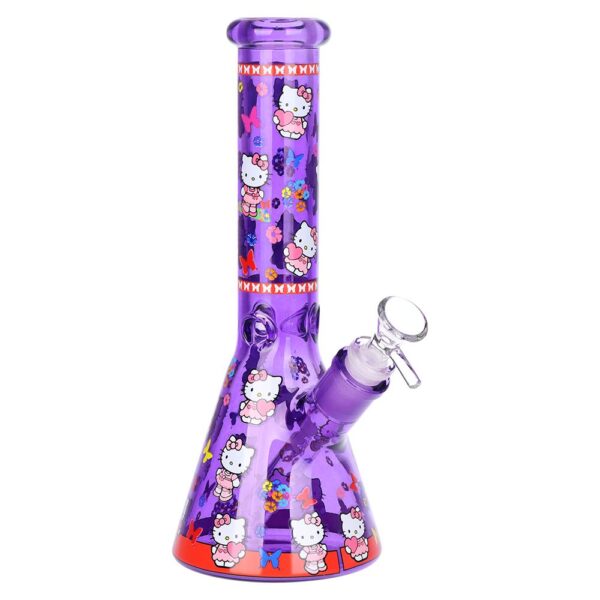 Hi Kitty Neon Beaker Glass Water Pipe - 10" / 14mm F / Colors Vary - Image 2
