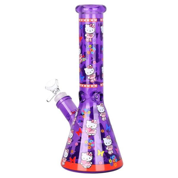 Hi Kitty Neon Beaker Glass Water Pipe - 10" / 14mm F / Colors Vary - Image 3