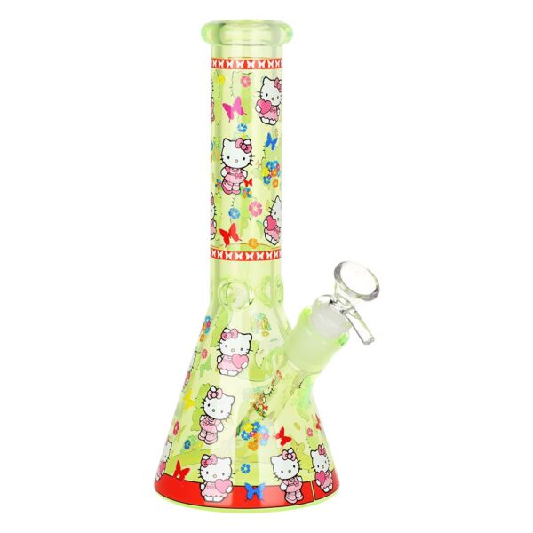 Hi Kitty Neon Beaker Glass Water Pipe - 10" / 14mm F / Colors Vary - Image 4