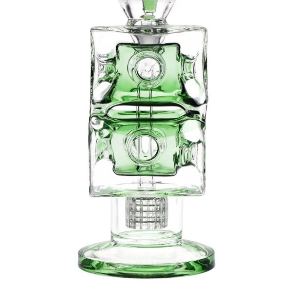 Pulsar Double Swiss Perc Blocks Glass Water Pipe - 12.5" / 14mm F / Blue - Image 6