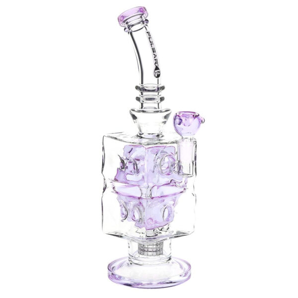 Pulsar Double Swiss Perc Blocks Glass Water Pipe - 12.5" / 14mm F / Blue - Image 3