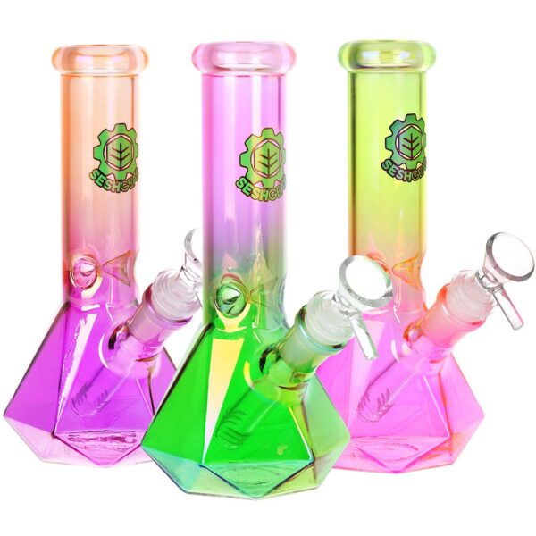 SeshGear Diamond Base Beaker Ombre Glass Water Pipe | 7.75" | 14mm F - Image 4