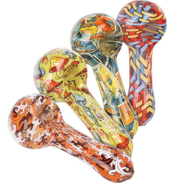 Pulsar Inside Print Glass Spoon Pipe | 4.75" - Image 5