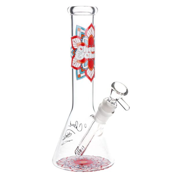 Cheech & Chong Glass Mandala Glow Glass Beaker Water Pipe - 10" / 14mm F - Image 2