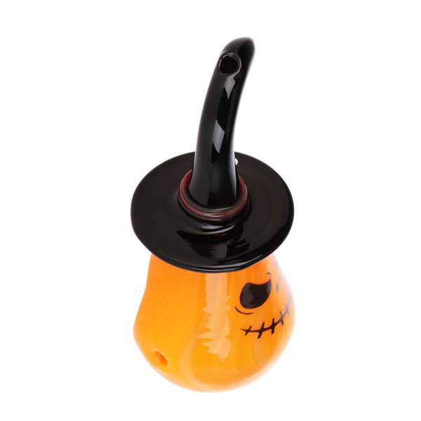 Behold The Pumpkin Witch Glass Hand Pipe - 3.75" - Image 3