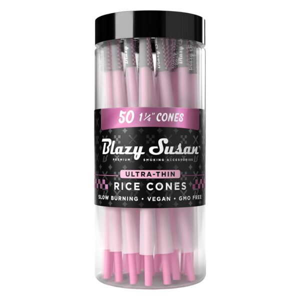 Blazy Susan Ultra Thin Rice Pre-Rolled Cones | 50ct Jar - Image 2